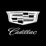 Cadillac logo in white on a black background