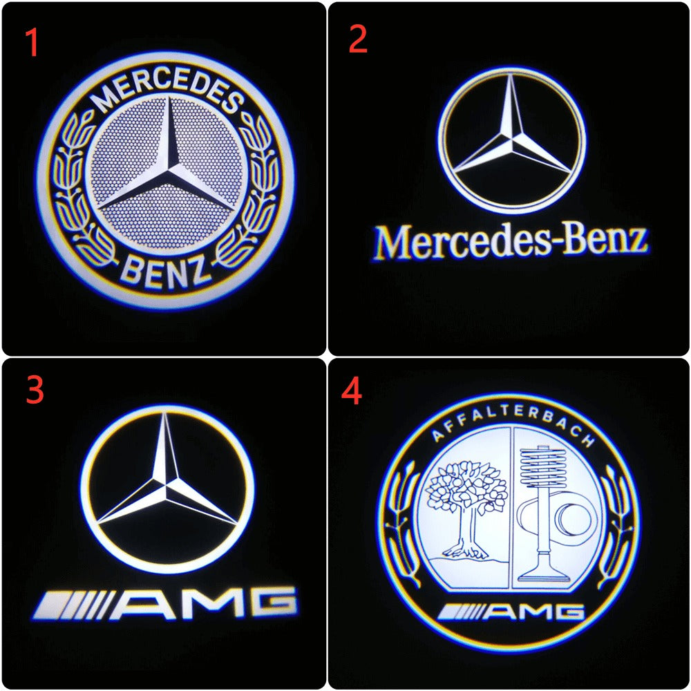2x Mercedes-Benz Triangle MIRROR LIGHT (PLUG&PLAY) 4 logos – Car